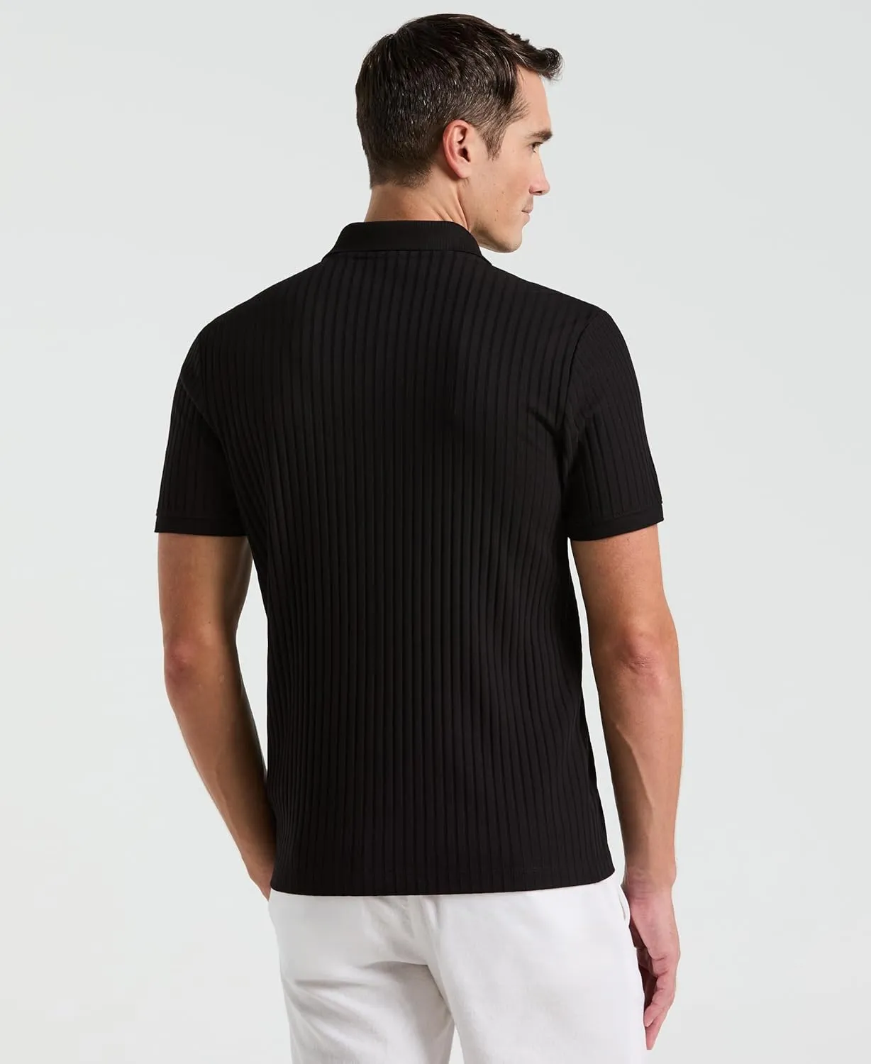 Perry Ellis Men's Quarter Zip Ribbed Polo