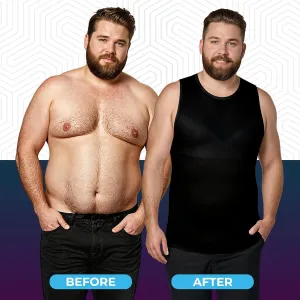QORE LOGIQ Gynecomastia Compression Shirt Men - Premium Slimming Undershirt Compression Tank Top Mens Shapewear & Body Shaper