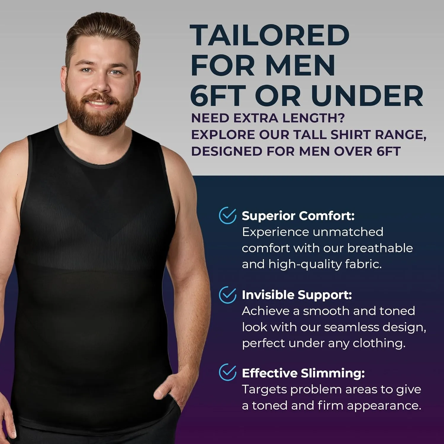 QORE LOGIQ Gynecomastia Compression Shirt Men - Premium Slimming Undershirt Compression Tank Top Mens Shapewear & Body Shaper