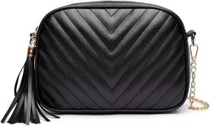 Satcher Purse with Chain Strap Large Capacity Handbag Wallet Womens PU Leather Tassel Shoulder for Work