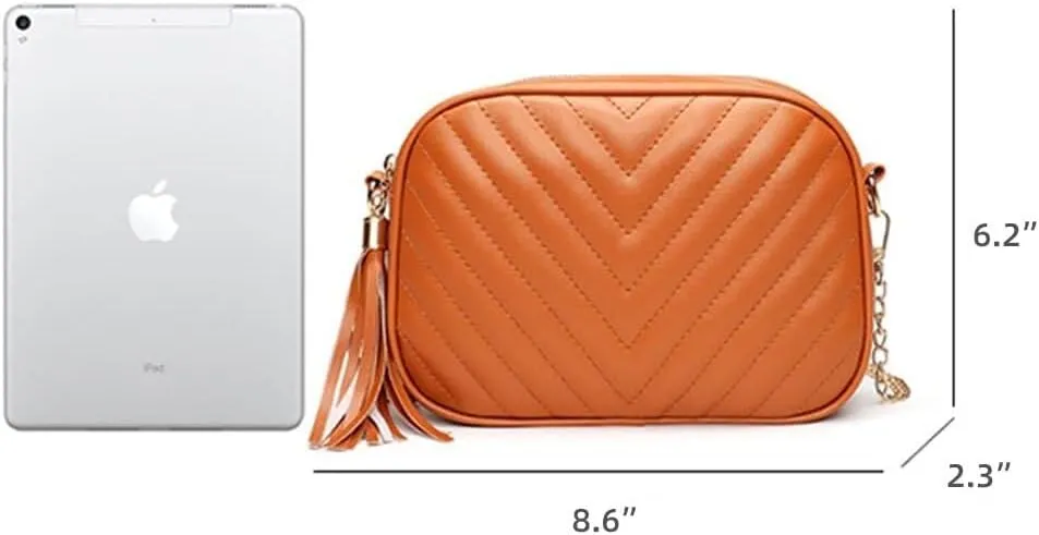 Satcher Purse with Chain Strap Large Capacity Handbag Wallet Womens PU Leather Tassel Shoulder for Work