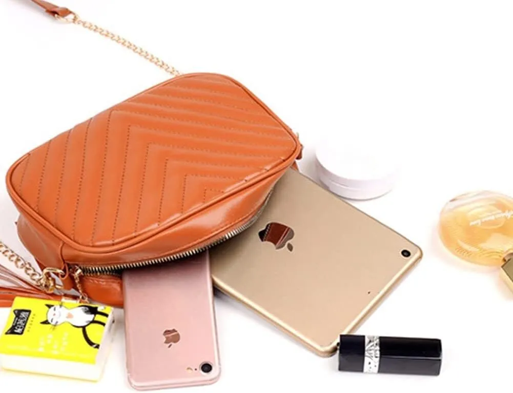 Satcher Purse with Chain Strap Large Capacity Handbag Wallet Womens PU Leather Tassel Shoulder for Work