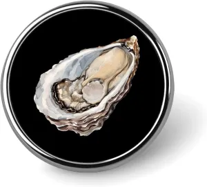 Seafood Oyster Cute Lapel Brooch Pins Fashion Metal Hats Jackets Pins Bag Accessories Gifts Round