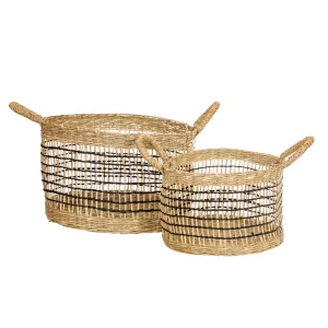 Set of 2 Seagrass Open Weave Baskets
