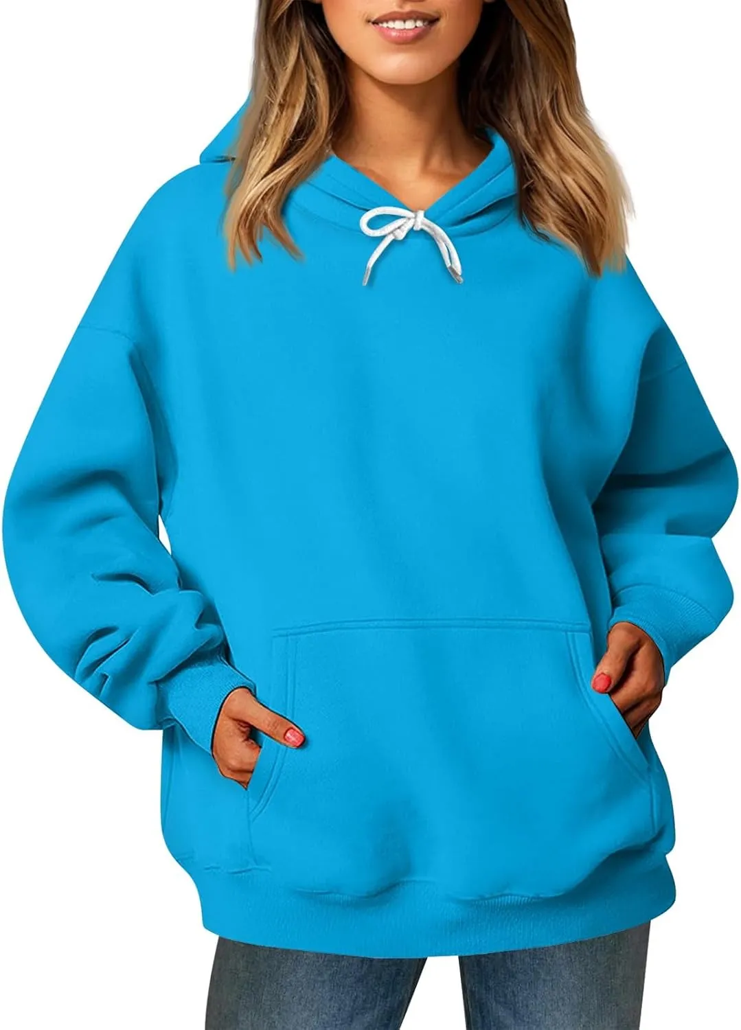 Sherpa Hoodie Women Trendy Oversized Hoodies Y2K Lightweight Pullover Sweatshirts Long Sleeve Plain Hoodie with Pockets