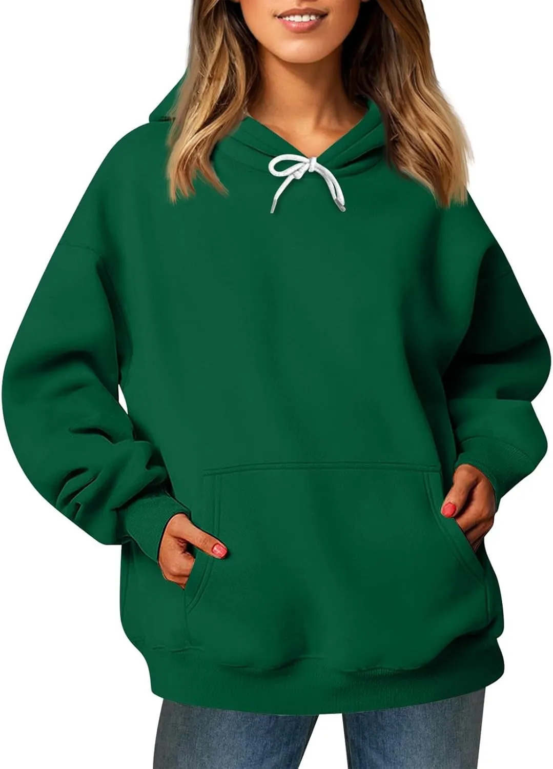 Sherpa Hoodie Women Trendy Oversized Hoodies Y2K Lightweight Pullover Sweatshirts Long Sleeve Plain Hoodie with Pockets