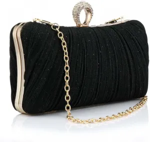 Simcat Women Gold Clutch Purses Glitter Evening Handbag Pleated Evening Bag for Lady Formal Bridal Wedding Prom