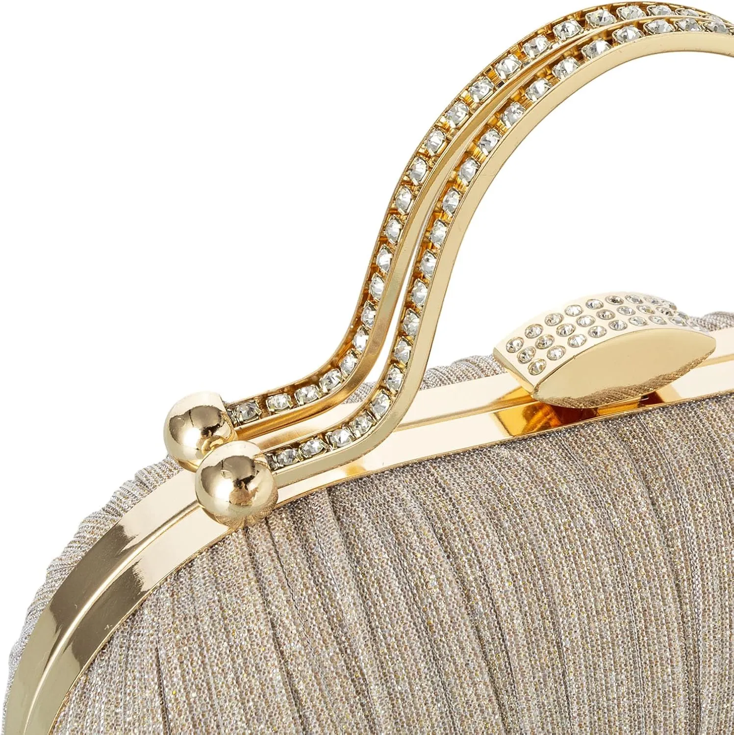 Simcat Women Gold Clutch Purses Glitter Evening Handbag Pleated Evening Bag for Lady Formal Bridal Wedding Prom