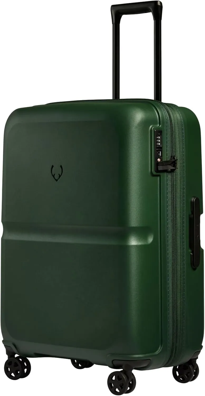 Single Stripe Hardside Luggage 26 Inch Checked-Medium Suitcase - Durable, Lightweight & Expandable, 4 Spinner Wheels - Adjustable Handle, TSA Lock - Green