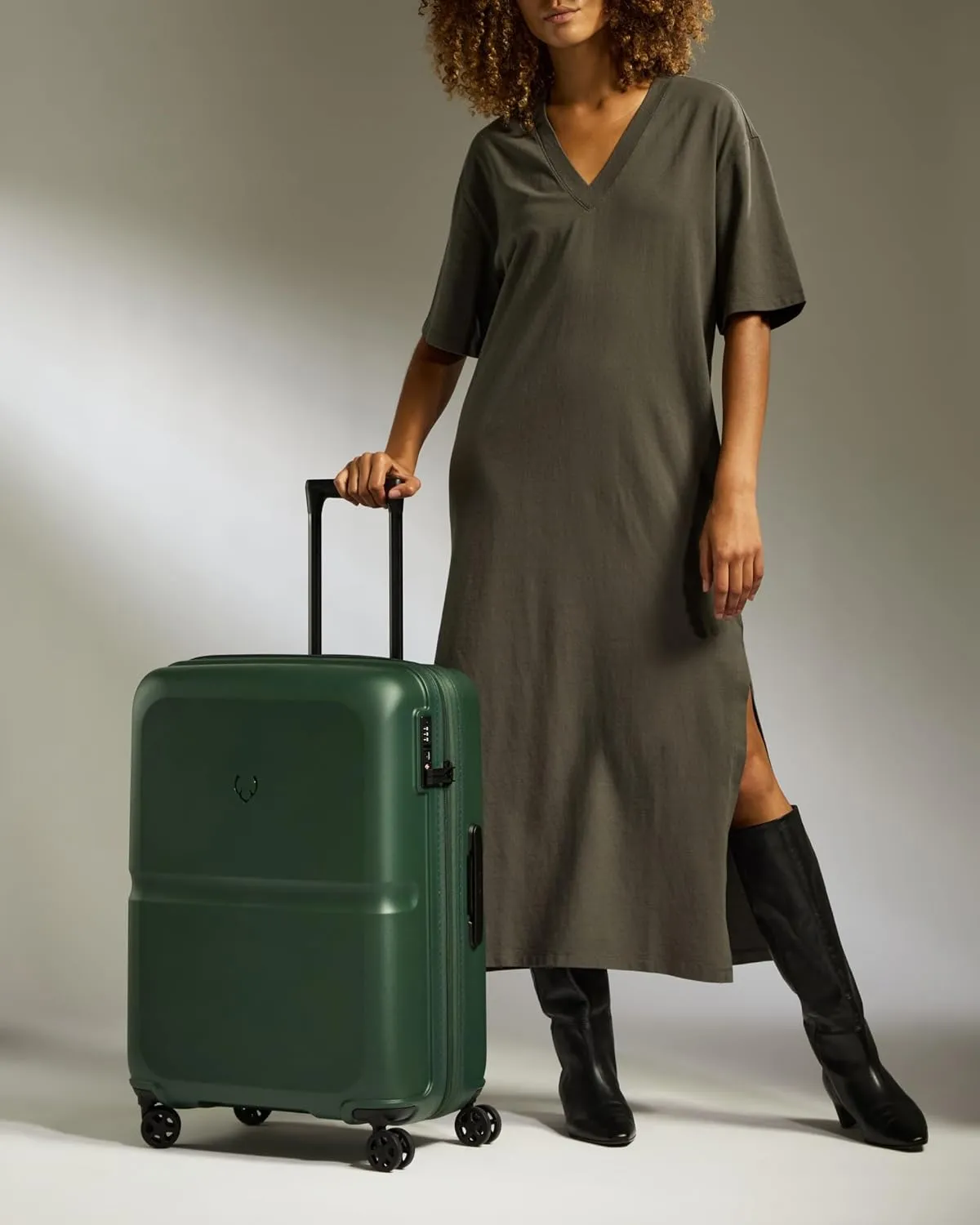 Single Stripe Hardside Luggage 26 Inch Checked-Medium Suitcase - Durable, Lightweight & Expandable, 4 Spinner Wheels - Adjustable Handle, TSA Lock - Green