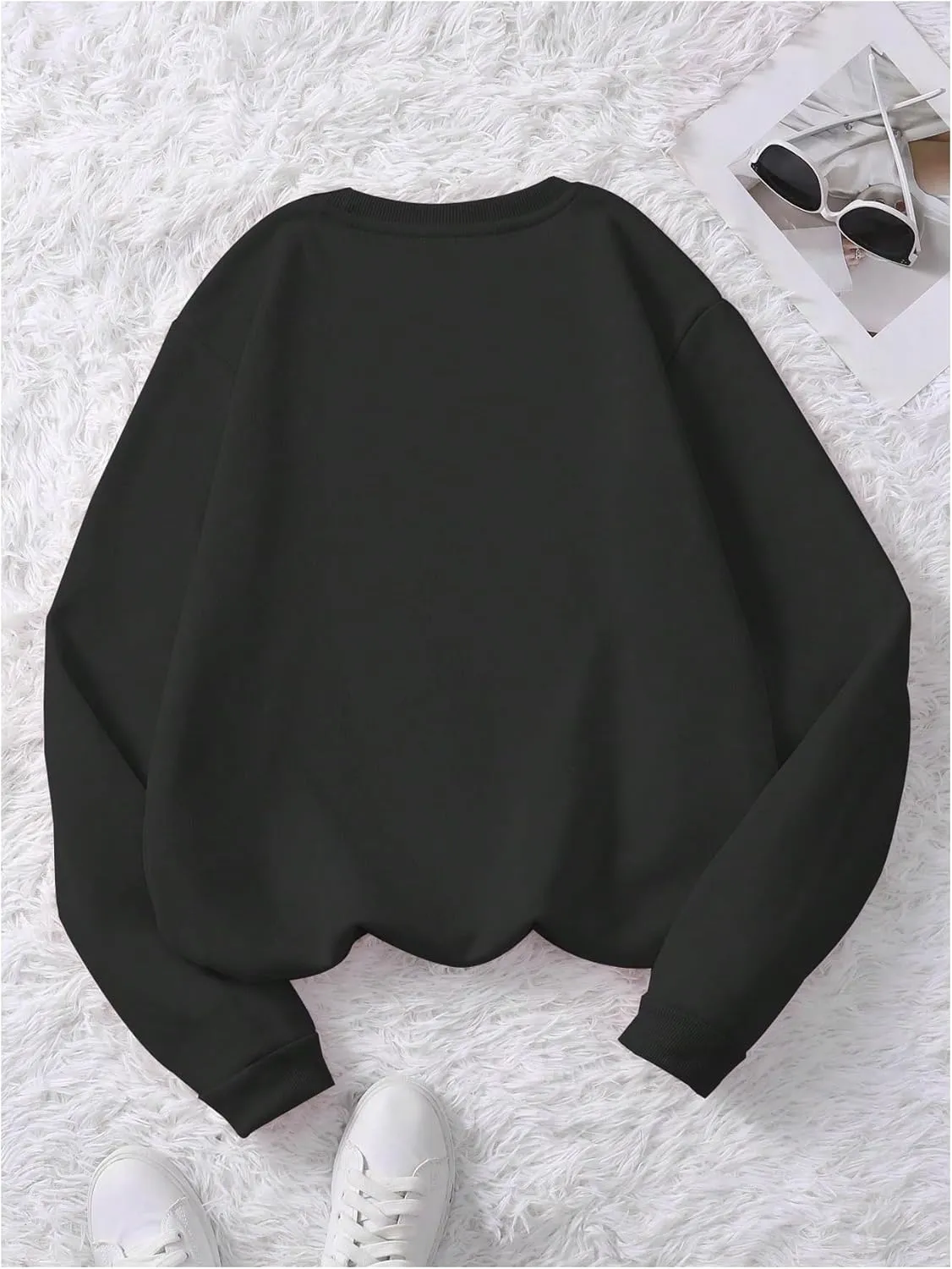 SOLY HUX Women's Crewneck Graphic Sweatshirts Long Sleeve Oversized Loose Fit Shirts Drop Shoulder Pullover Casual Tops