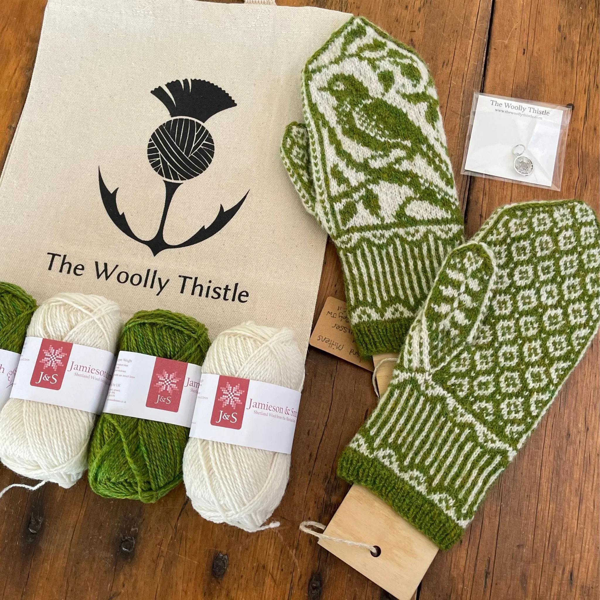 Songbird Mitts Yarn Set in J&S 2ply by Erica Heusser