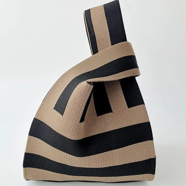 Stripe Tote Hobo Bag Women Handbag Large Capacity Tote Shoulder Bag Casual Crossbody Bag Gift for Women (Black)