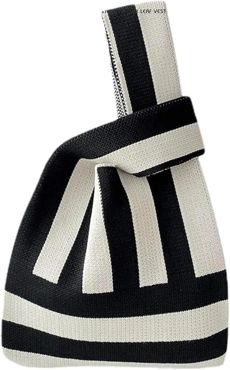 Stripe Tote Hobo Bag Women Handbag Large Capacity Tote Shoulder Bag Casual Crossbody Bag Gift for Women (Black)