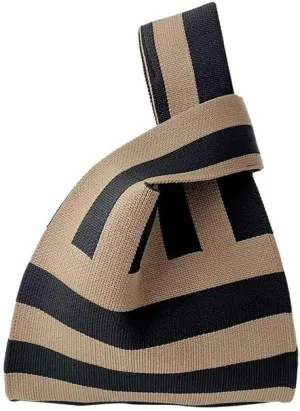 Stripe Tote Hobo Bag Women Handbag Large Capacity Tote Shoulder Bag Casual Crossbody Bag Gift for Women (Black)