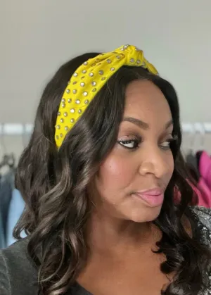 Studded Top Knot Headband || Yellow