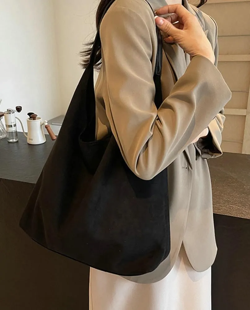 Suede Slouchy Women's Tote Shoulder Satchel Large Brown Office Travel Underarm Bag