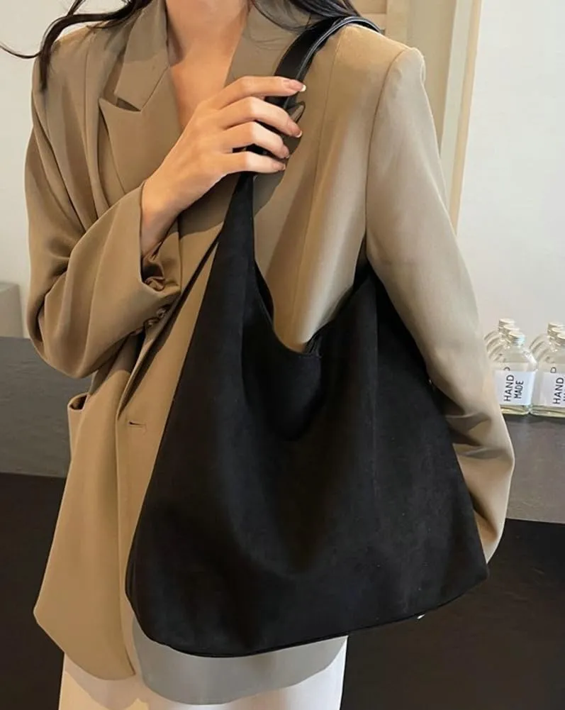 Suede Slouchy Women's Tote Shoulder Satchel Large Brown Office Travel Underarm Bag