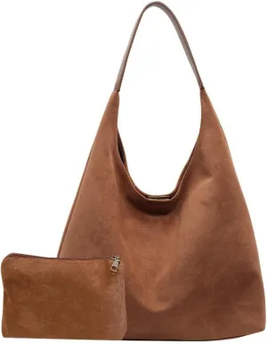 Suede Slouchy Women's Tote Shoulder Satchel Large Brown Office Travel Underarm Bag