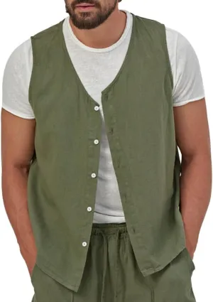 TOMITANY Mens Summer Linen Waistcoat Lightweight Button Vest Cardigan Outdoor Casual Tops Business Suit Waistcoat