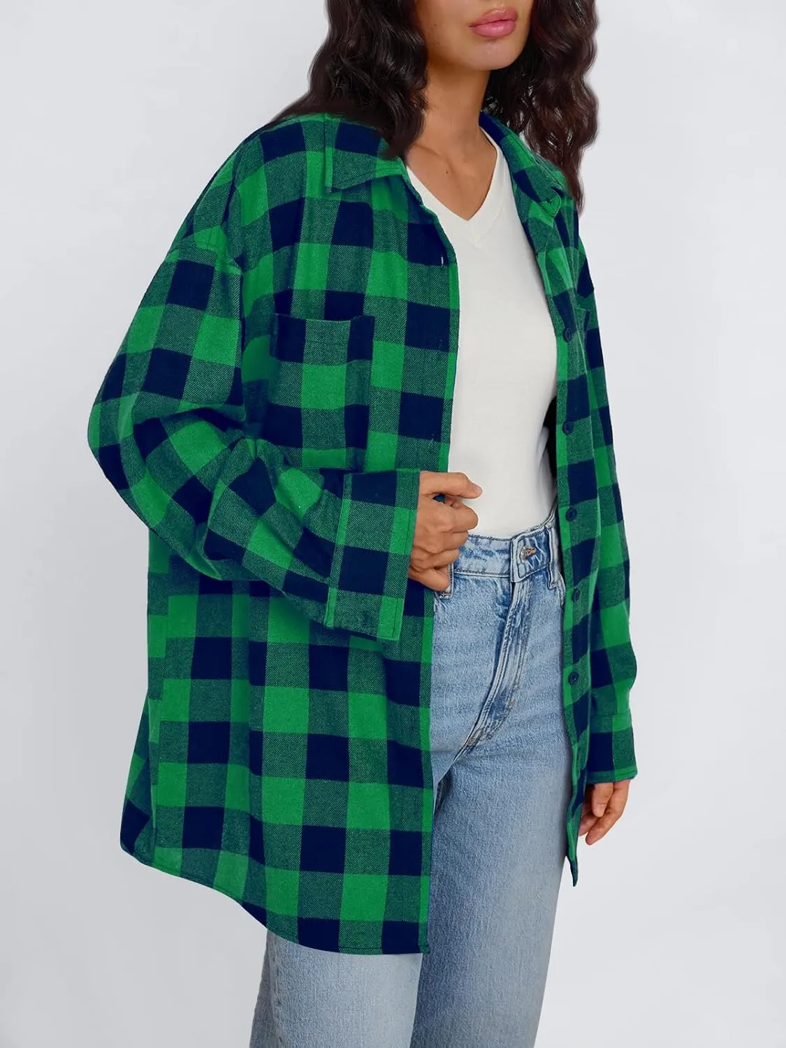 Trendy Queen Women Shackets Long Sleeve Flannel Shirts Button Down Blouse Plaid Tops Fall Outfits Fashion Winter Jackets 2025