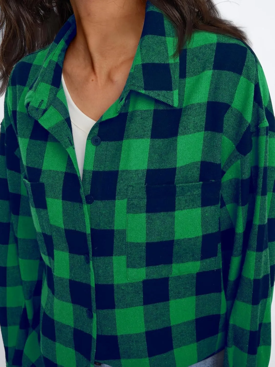 Trendy Queen Women Shackets Long Sleeve Flannel Shirts Button Down Blouse Plaid Tops Fall Outfits Fashion Winter Jackets 2025