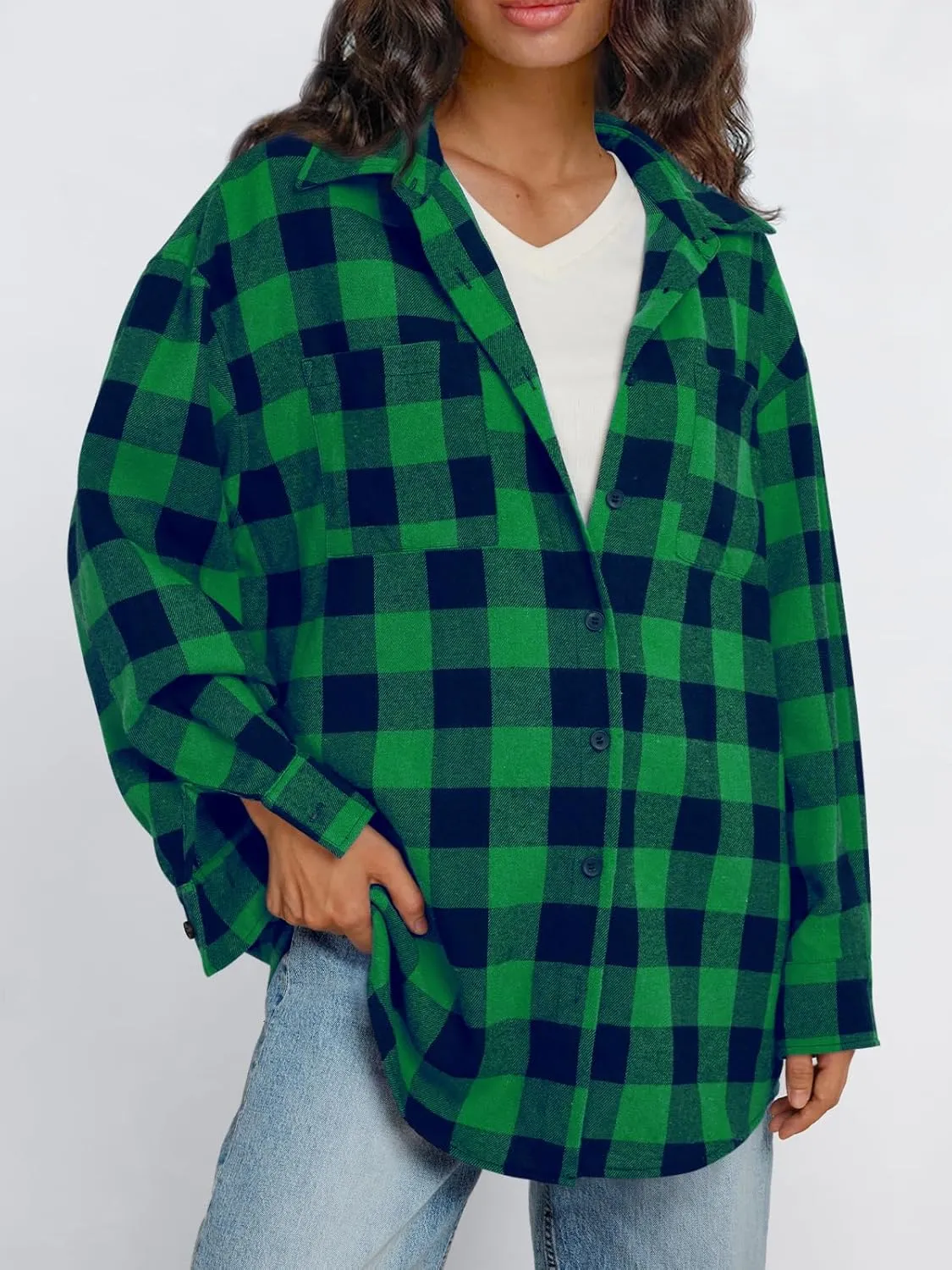 Trendy Queen Women Shackets Long Sleeve Flannel Shirts Button Down Blouse Plaid Tops Fall Outfits Fashion Winter Jackets 2025