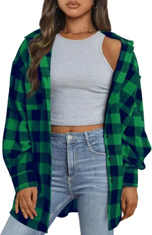 Trendy Queen Women Shackets Long Sleeve Flannel Shirts Button Down Blouse Plaid Tops Fall Outfits Fashion Winter Jackets 2025
