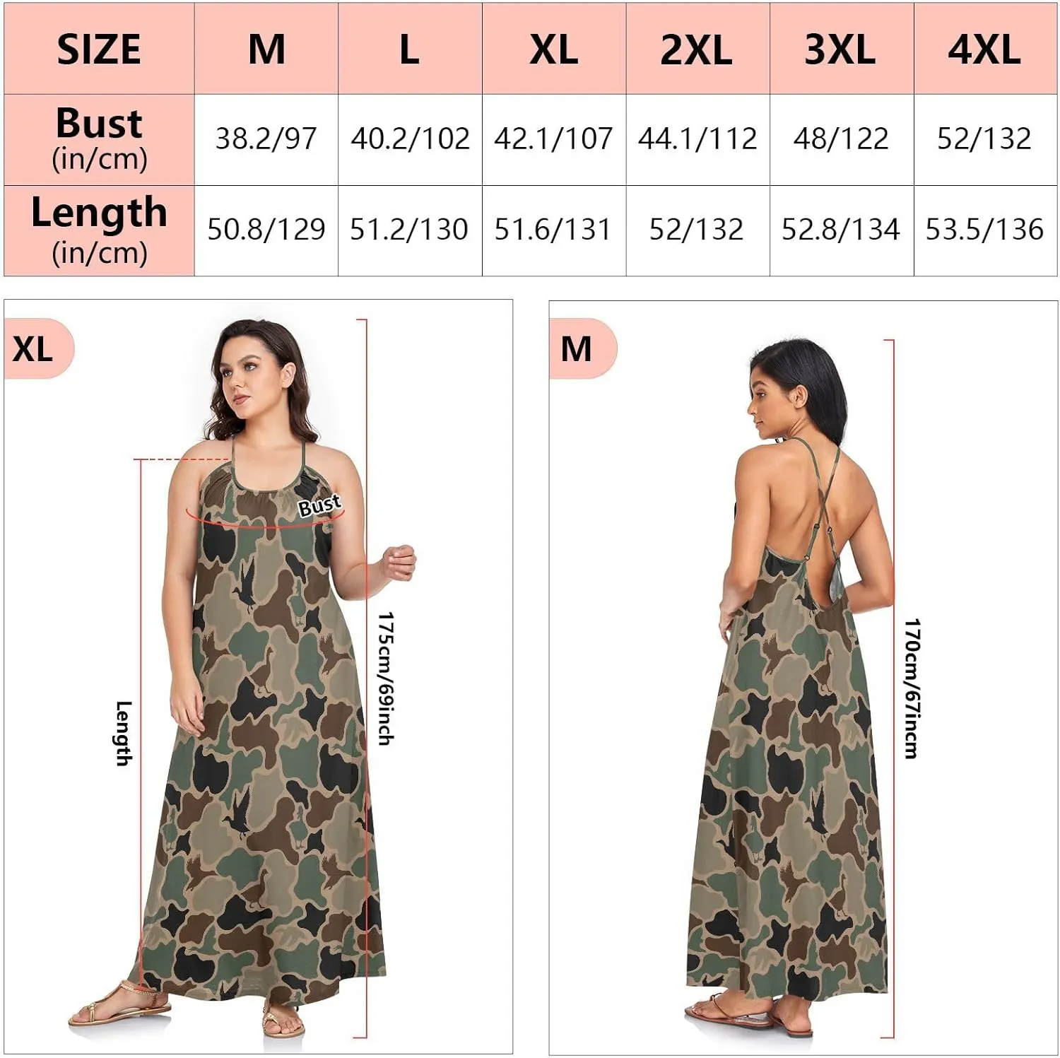 VKPSCHJ Women's Summer Sleeveless Maxi Dress Backless Beach Dress with Adjustable Shoulder Straps,Plus Size Sundress M-4XL
