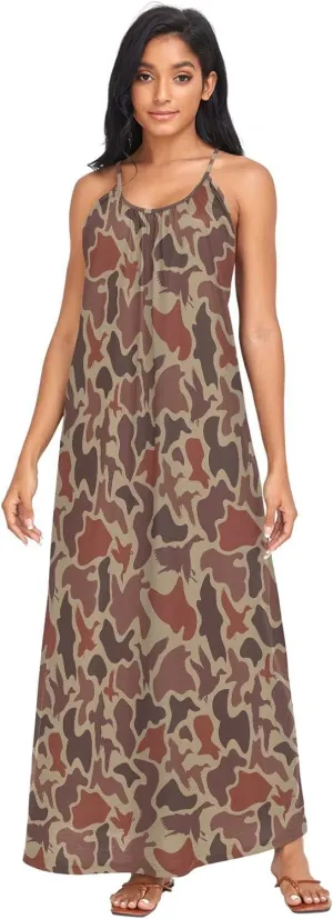 VKPSCHJ Women's Summer Sleeveless Maxi Dress Backless Beach Dress with Adjustable Shoulder Straps,Plus Size Sundress M-4XL