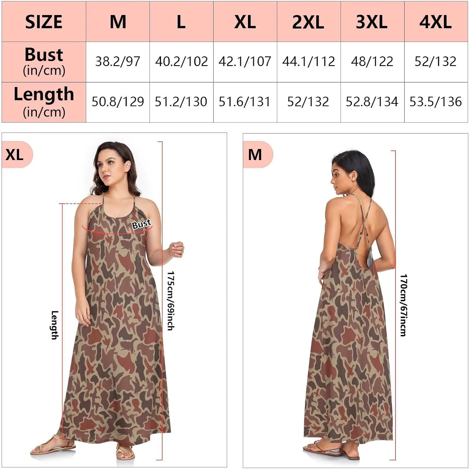 VKPSCHJ Women's Summer Sleeveless Maxi Dress Backless Beach Dress with Adjustable Shoulder Straps,Plus Size Sundress M-4XL
