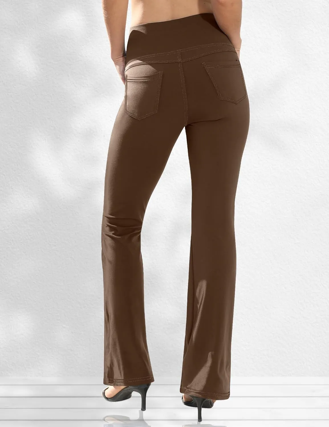 VOOVEEYA Women's Bootcut Leggings - Bootleg Yoga Pants Flare with 4 Pockets,Tummy Control High Waisted Casual Dress Pants