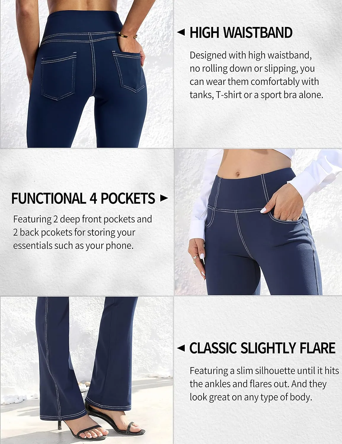 VOOVEEYA Women's Bootcut Leggings - Bootleg Yoga Pants Flare with 4 Pockets,Tummy Control High Waisted Casual Dress Pants