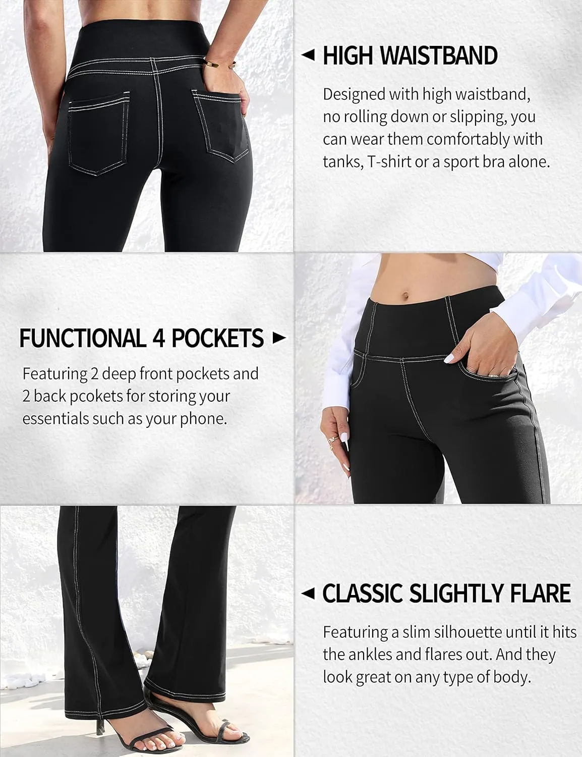VOOVEEYA Women's Bootcut Leggings - Bootleg Yoga Pants Flare with 4 Pockets,Tummy Control High Waisted Casual Dress Pants