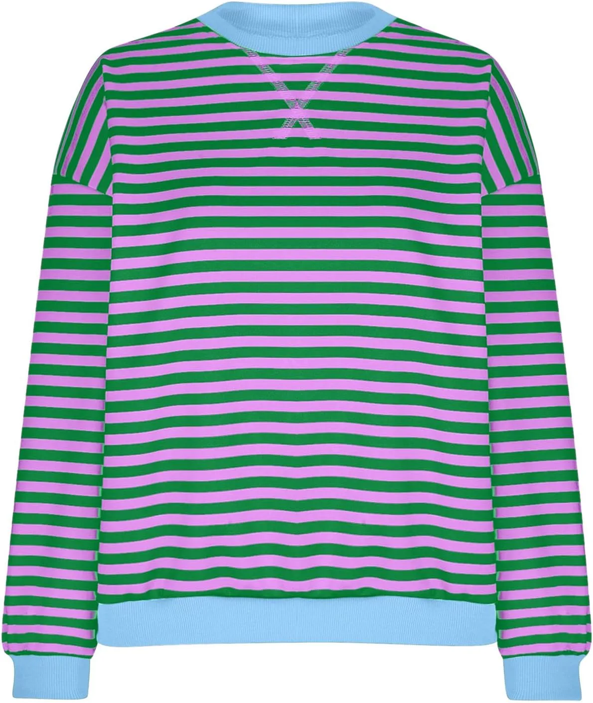 Women Oversized Striped Sweatshirt Color Block Long Sleeve Crew Neck Casual Loose Pullover Fashion 2024 Y2K Shirt Top
