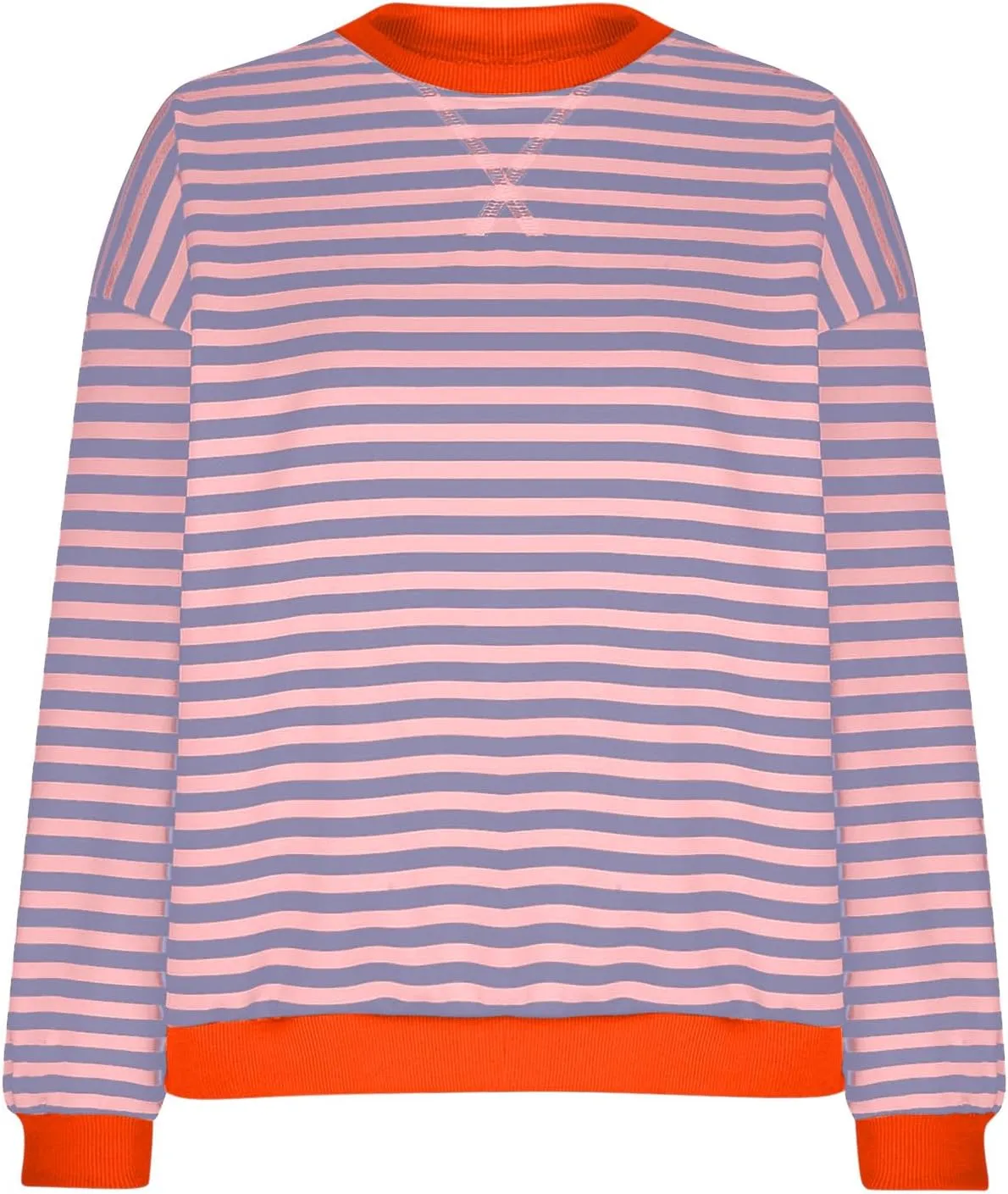 Women Oversized Striped Sweatshirt Color Block Long Sleeve Crew Neck Casual Loose Pullover Fashion 2024 Y2K Shirt Top
