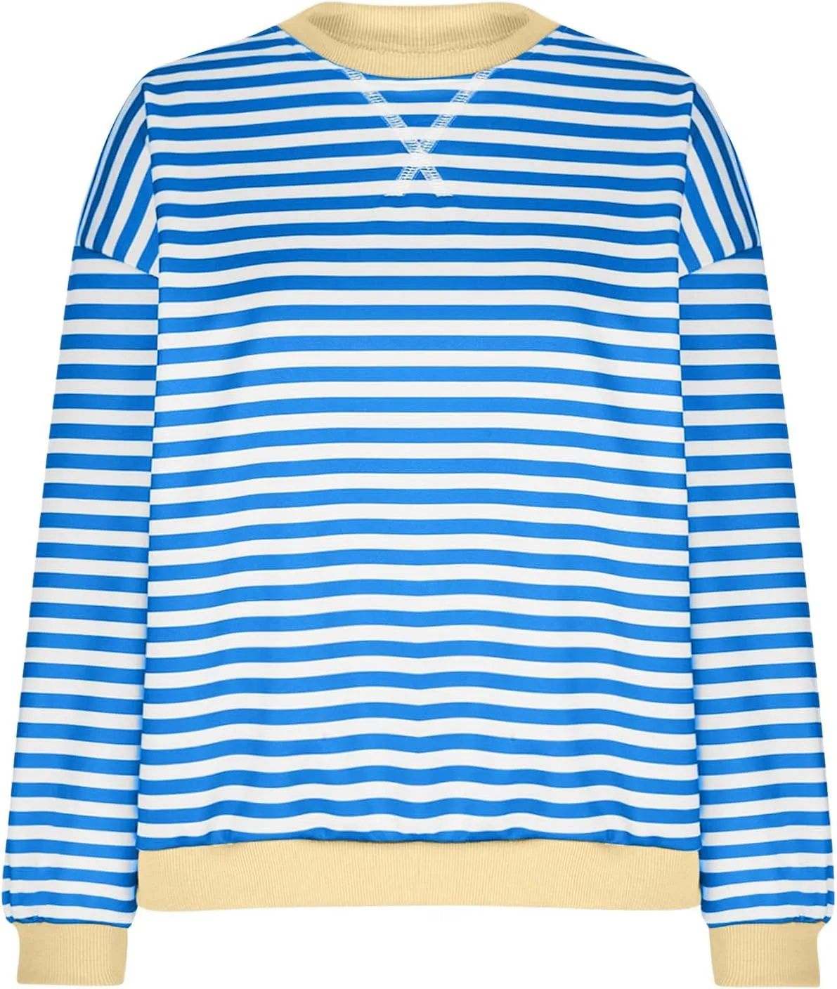 Women Oversized Striped Sweatshirt Color Block Long Sleeve Crew Neck Casual Loose Pullover Fashion 2024 Y2K Shirt Top