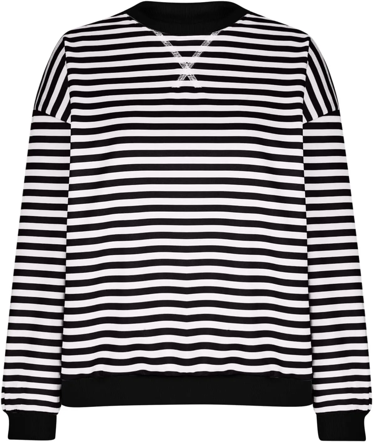 Women Oversized Striped Sweatshirt Color Block Long Sleeve Crew Neck Casual Loose Pullover Fashion 2024 Y2K Shirt Top