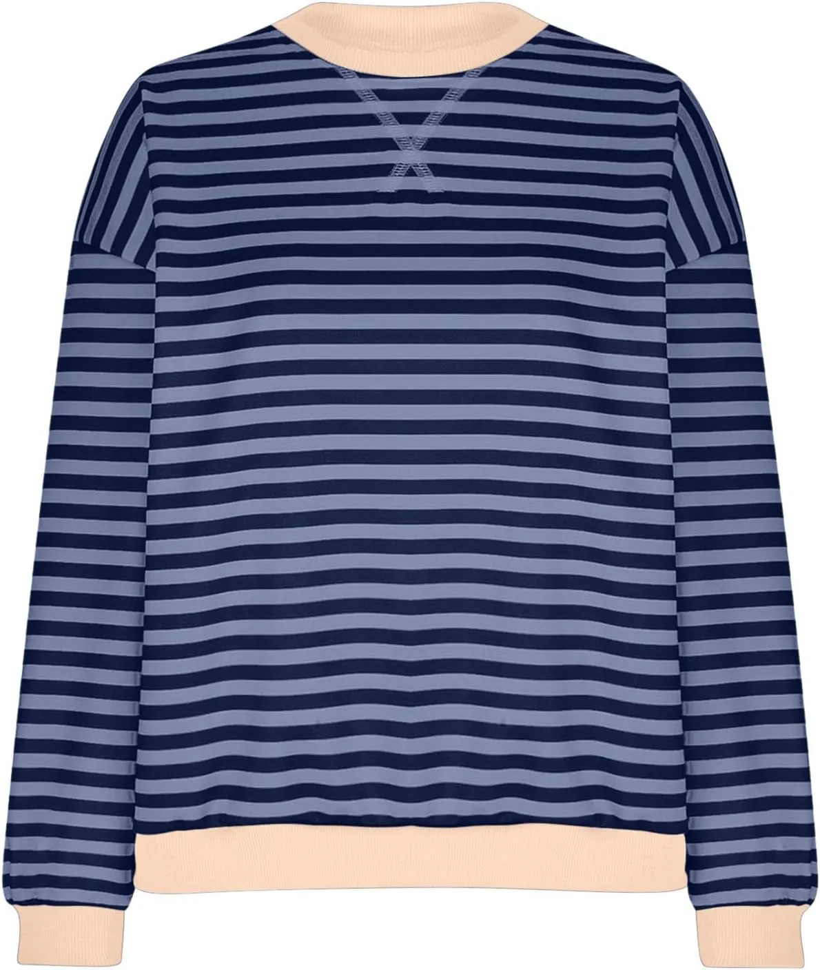 Women Oversized Striped Sweatshirt Color Block Long Sleeve Crew Neck Casual Loose Pullover Fashion 2024 Y2K Shirt Top