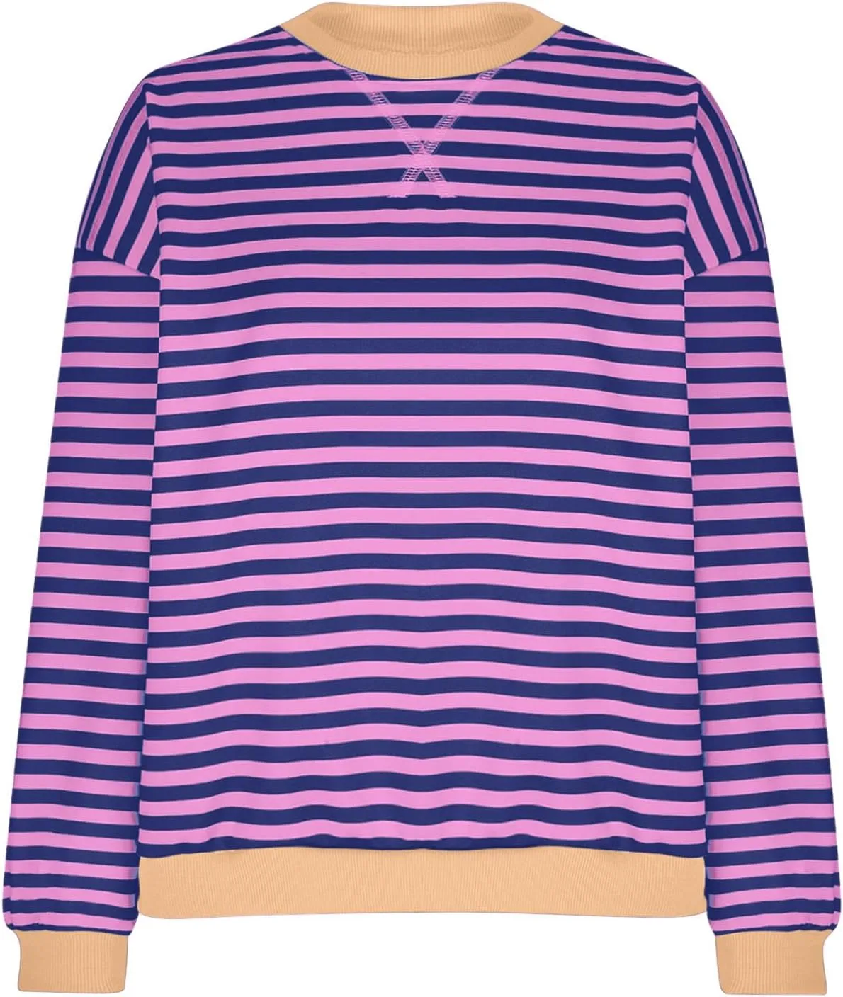 Women Oversized Striped Sweatshirt Color Block Long Sleeve Crew Neck Casual Loose Pullover Fashion 2024 Y2K Shirt Top