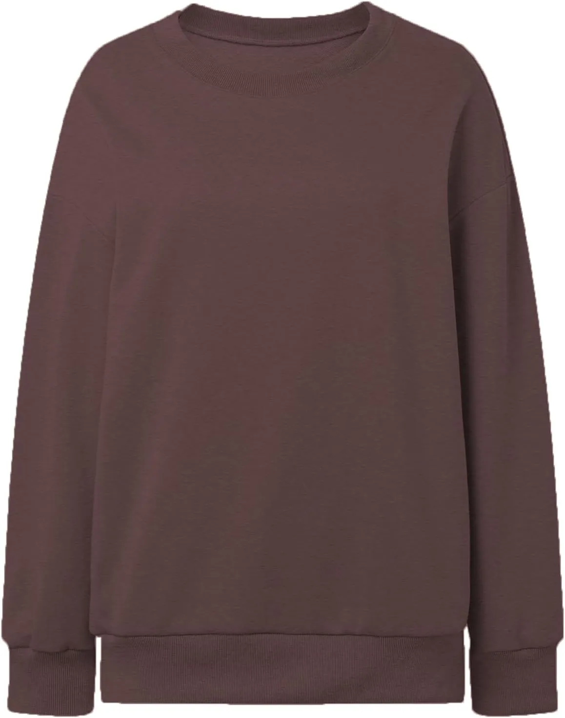 Womens Crew Neck Oversized Sweatshirt with Pockets Long Sleeve Pullover Cotton Hoodies Casual Tops Winter 2025