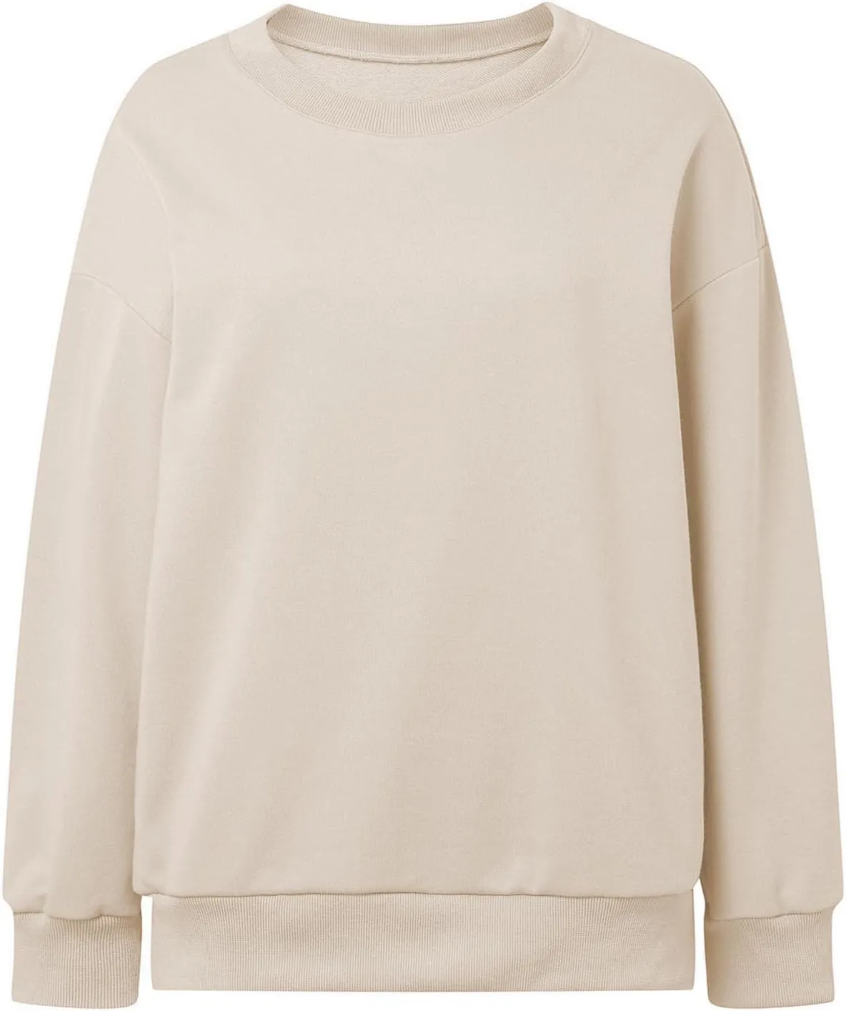 Womens Crew Neck Oversized Sweatshirt with Pockets Long Sleeve Pullover Cotton Hoodies Casual Tops Winter 2025