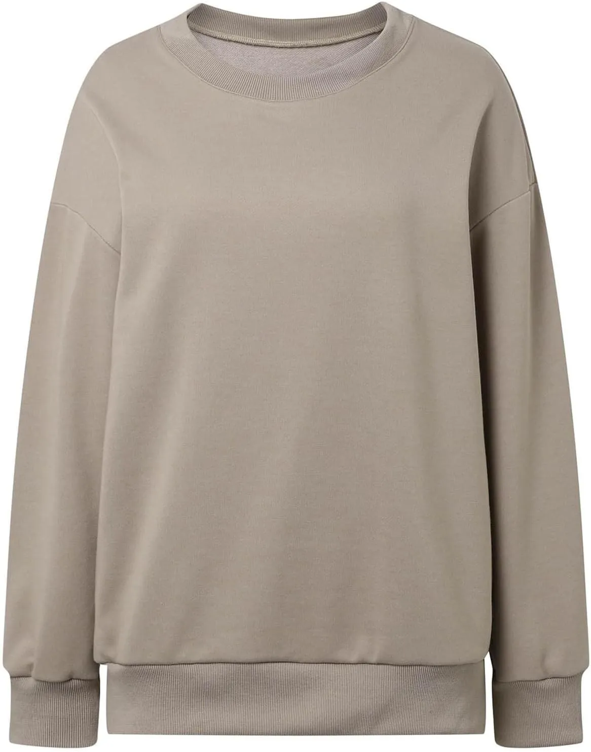 Womens Crew Neck Oversized Sweatshirt with Pockets Long Sleeve Pullover Cotton Hoodies Casual Tops Winter 2025