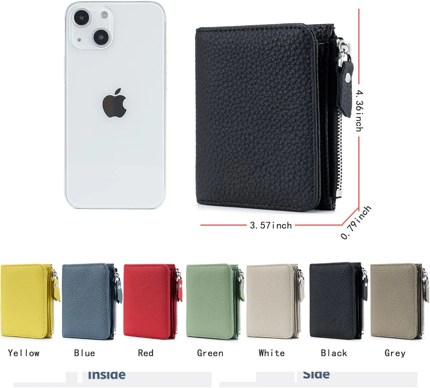 Women's Leather Wallet, RFID Blocking Bifold Wallet for Women, Ladies Soft Fashion Purse with Zipper Coin Pocket (Grey)