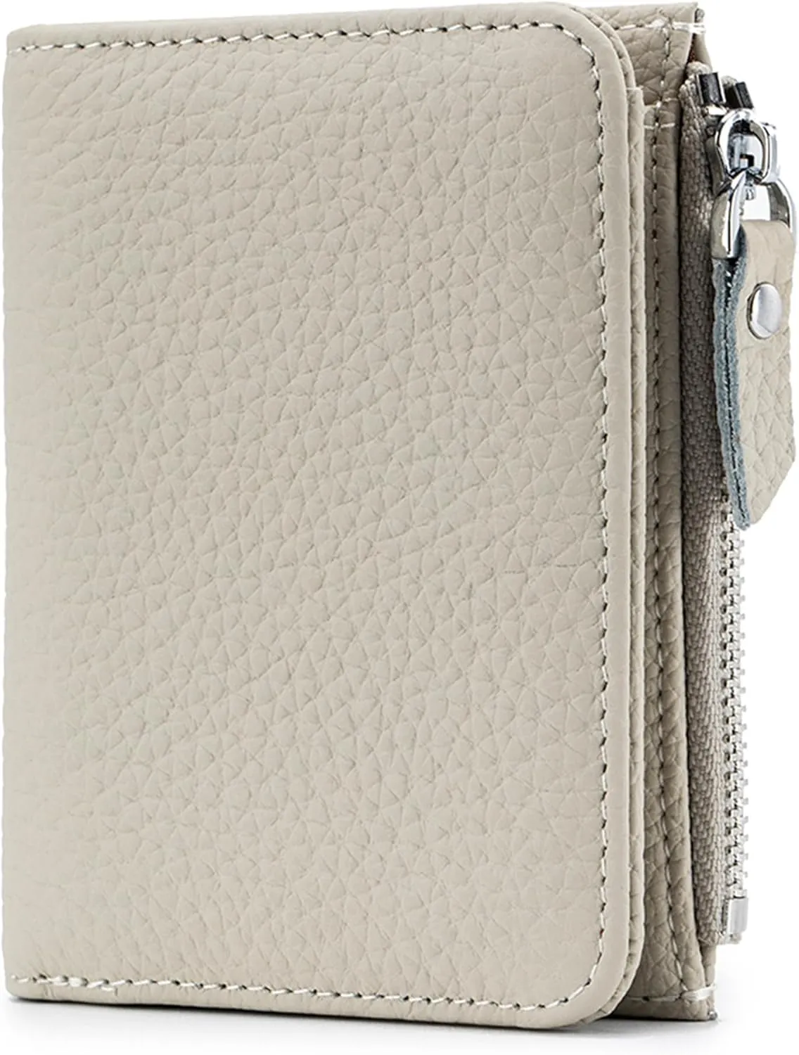 Women's Leather Wallet, RFID Blocking Bifold Wallet for Women, Ladies Soft Fashion Purse with Zipper Coin Pocket (White)