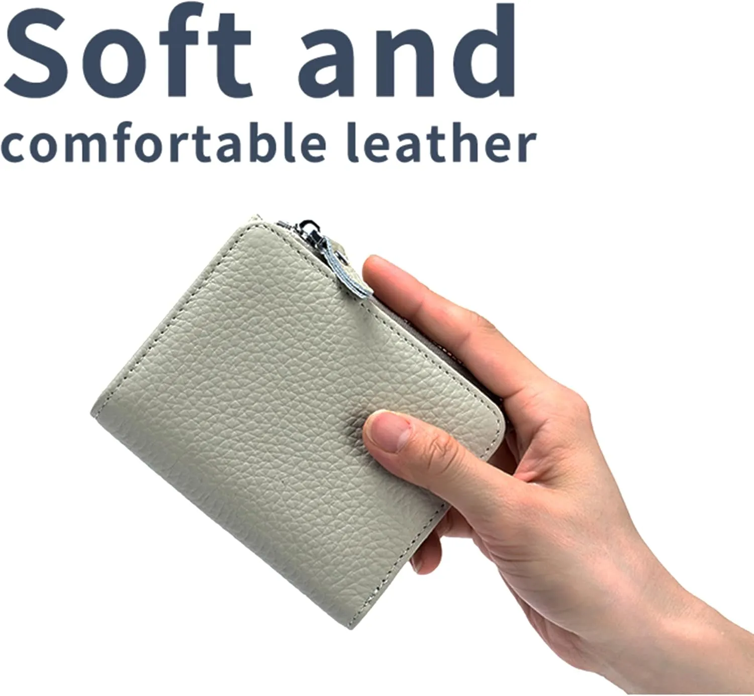 Women's Leather Wallet, RFID Blocking Bifold Wallet for Women, Ladies Soft Fashion Purse with Zipper Coin Pocket (White)