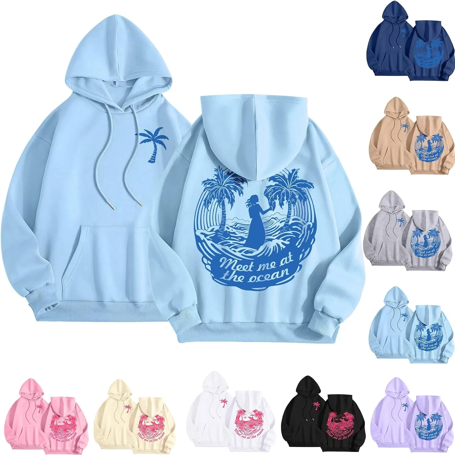 Women's Letter Print Hoodie Sweatshirt Long Sleeve Drawstring Graphic Pullover Oversized Casual Tops With Pockets