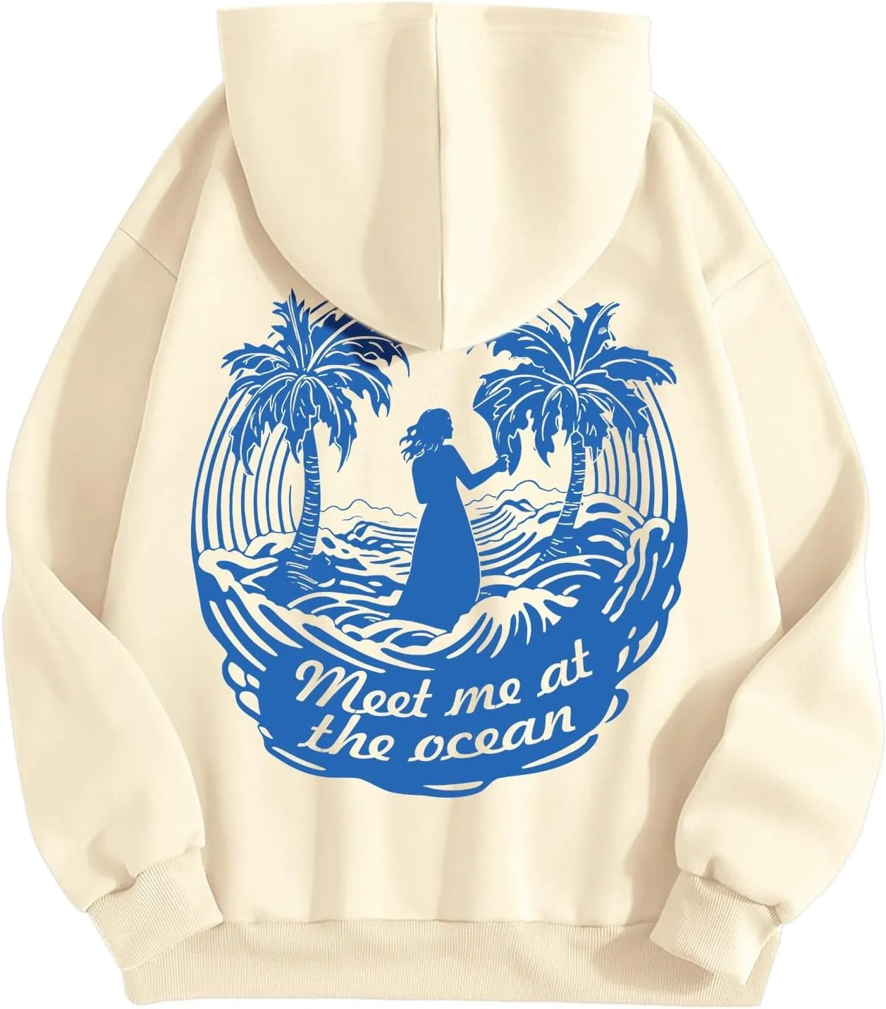 Women's Letter Print Hoodie Sweatshirt Long Sleeve Drawstring Graphic Pullover Oversized Casual Tops With Pockets