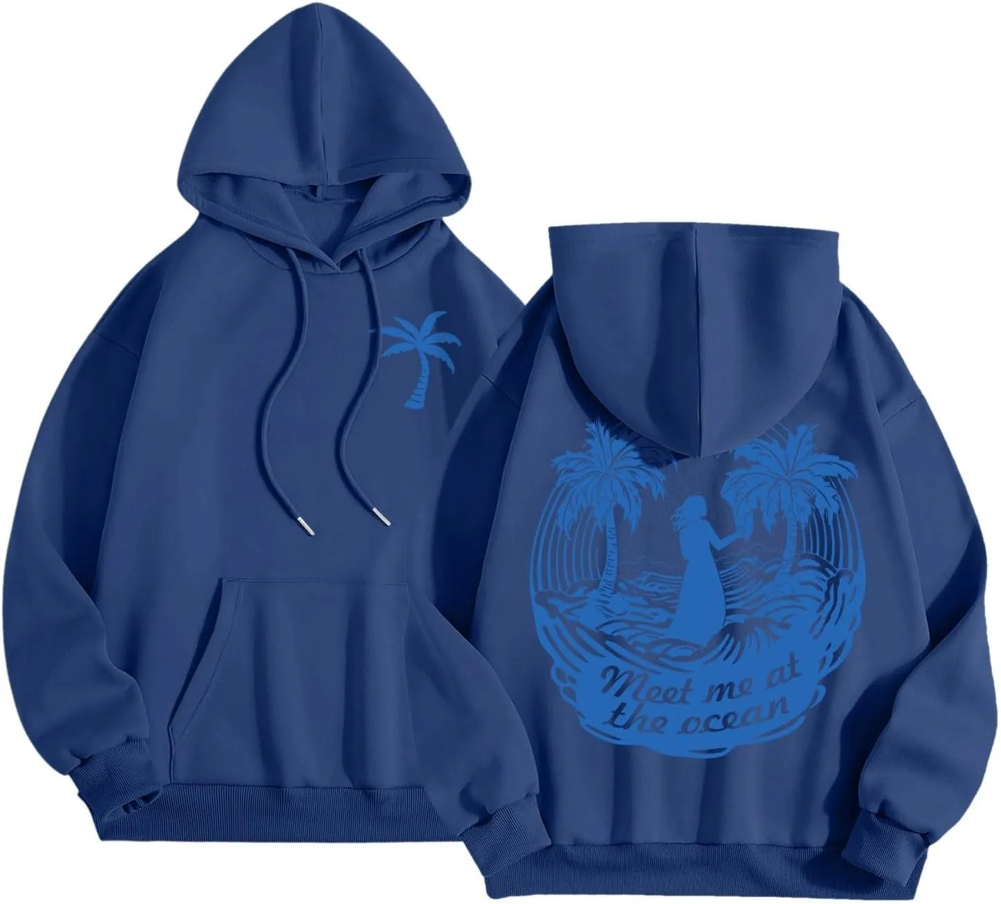 Women's Letter Print Hoodie Sweatshirt Long Sleeve Drawstring Graphic Pullover Oversized Casual Tops With Pockets