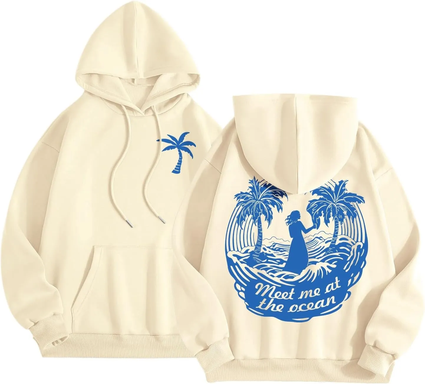 Women's Letter Print Hoodie Sweatshirt Long Sleeve Drawstring Graphic Pullover Oversized Casual Tops With Pockets